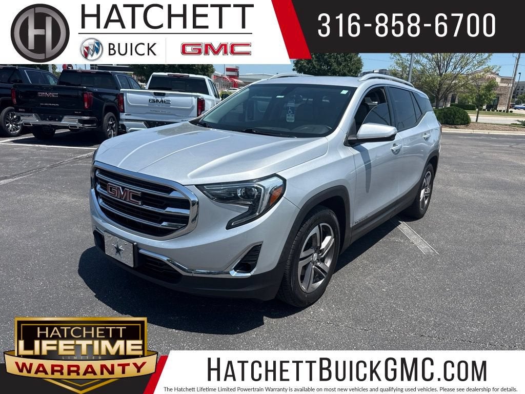 2018 GMC Terrain SLT in Quicksilver Metallic — front three-quarter view