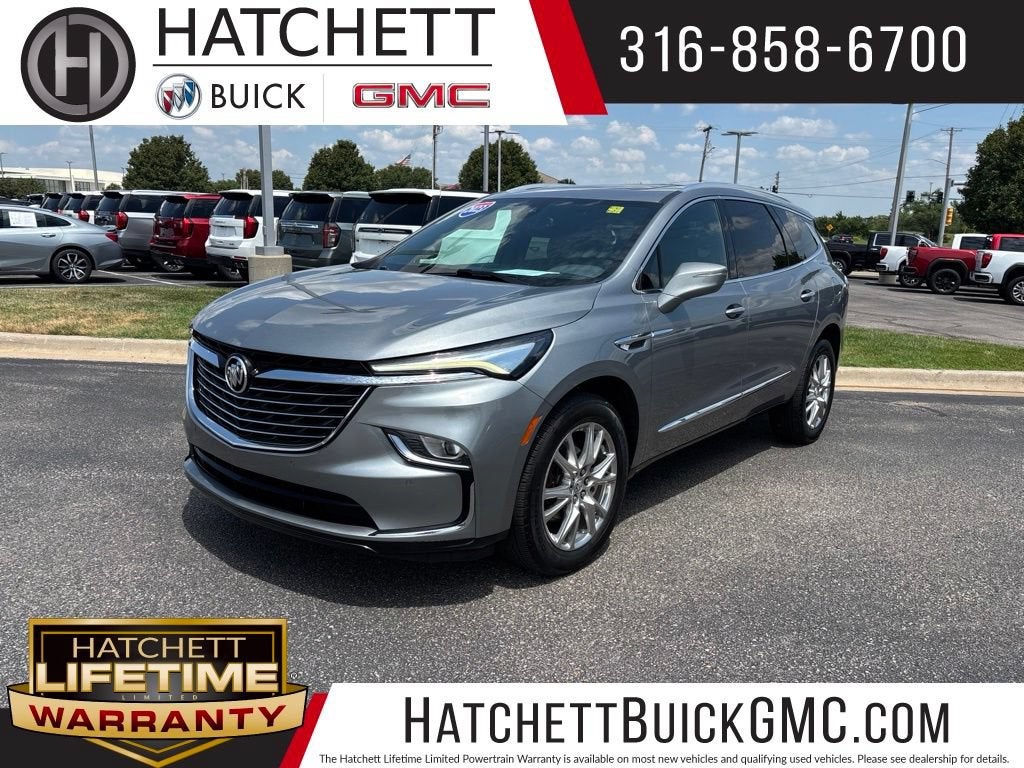 2023 Buick Enclave Essence in Moonstone Gray Metallic — front three-quarter view